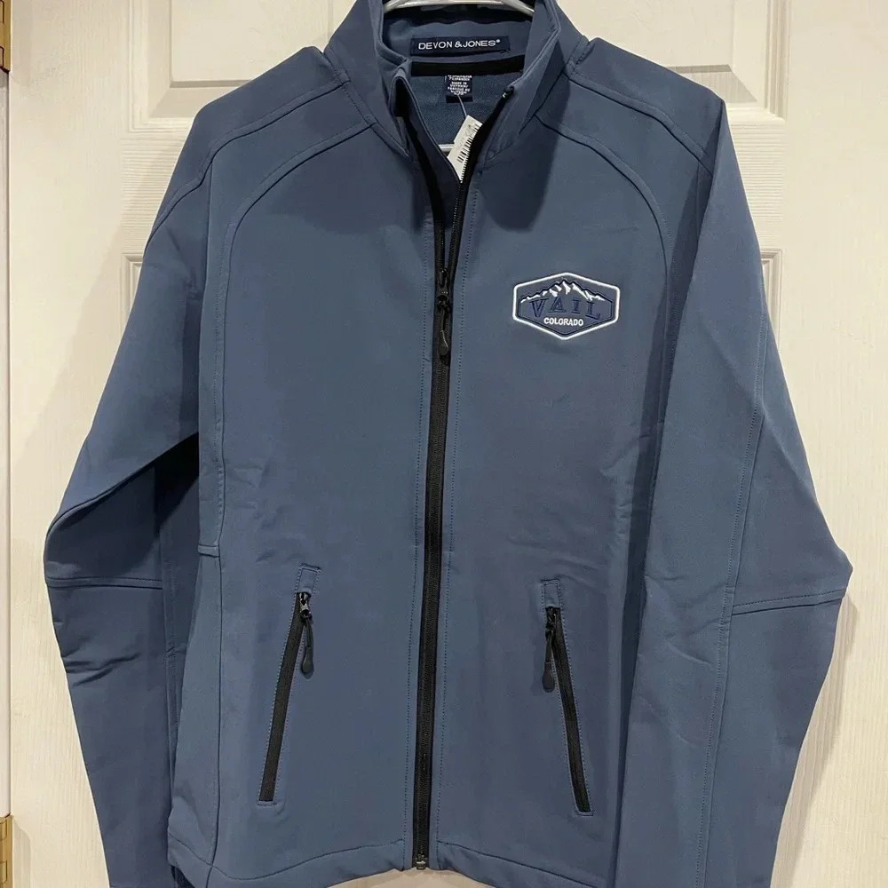 Vail Colorado Women’s Size L Large Soft Shell Blue Jacket Devon & Jones NWT